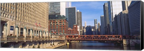 Framed Building at the waterfront, Merchandise Mart, Chicago River, Chicago, Cook County, Illinois, USA Print