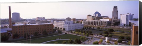 Framed High angle view of buildings in a city, Durham, Durham County, North Carolina, USA Print