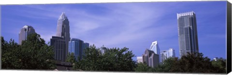 Framed Low angle view of skyscrapers in a city, Charlotte, Mecklenburg County, North Carolina, USA Print