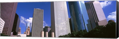 Framed Low angle view of buildings, Wedge Tower, Continental Airlines Tower, ExxonMobil Building, Chevron Building, Houston, Texas, USA Print