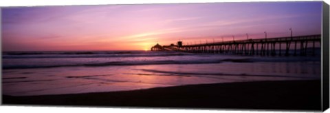 Framed Pier in the pacific ocean at dusk, San Diego, California Print