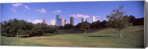 Framed Downtown skylines viewed from a park, Houston, Texas, USA Print