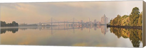 Framed Bridge across a river, Benjamin Franklin Bridge, Delaware River, Philadelphia, Pennsylvania, USA Print