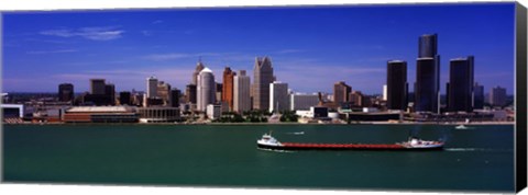 Framed Buildings at the waterfront, Detroit, Michigan Print