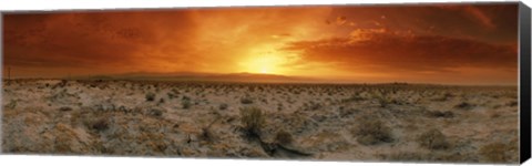 Framed Sunset over a desert, Palm Springs, California, USA Print