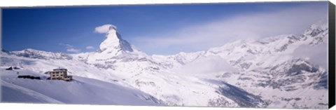 Framed Hotel on a polar landscape, Matterhorn, Zermatt, Switzerland Print