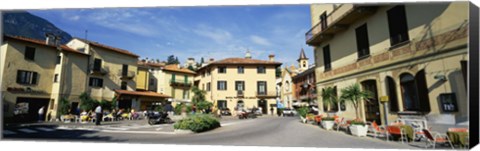 Framed Tourists Sitting At An Outdoor Cafe, Menaggio, Italy Print