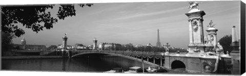 Framed Pont Alexandre III, Seine River, Paris, Ile-de-France, France (black and white) Print