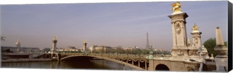 Framed Bridge over a river, Alexandre III Bridge, Eiffel Tower, Paris, France Print