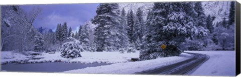 Framed Winter Road, Yosemite Park, California, USA Print