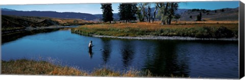 Framed Trout fisherman Slough Creek Yellowstone National Park WY Print