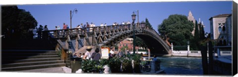 Framed Tourists on a bridge, Accademia Bridge, Grand Canal, Venice, Veneto, Italy Print