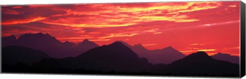 Framed Sundown Austrian Mts South Bavaria Germany Print