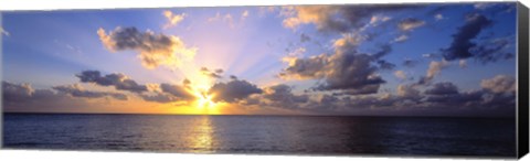 Framed Sunset 7 Mile Beach Cayman Islands Caribbean Print