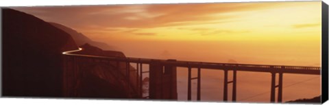 Framed Dusk Hwy 1 w/ Bixby Bridge Big Sur CA USA Print