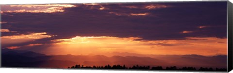 Framed Sunset over Rocky Mts from Daniels Park  CO USA Print
