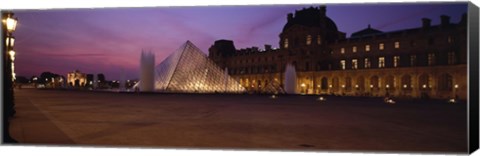 Framed Pyramid lit up at night, Louvre Pyramid, Musee Du Louvre, Paris, Ile-de-France, France Print