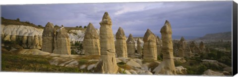 Framed Rock formations on a volcanic landscape, Cappadocia, Turkey Print