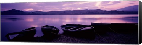 Framed Sunset Fishing Boats Loch Awe Scotland Print