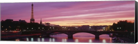 Framed Sunset, Romantic City, Eiffel Tower, Paris, France Print