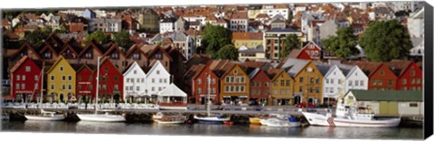 Framed Harbor in Bergen, Norway Print