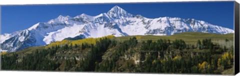 Framed Snowcapped mountains on a landscape, Wilson Peak in autum, San Juan Mountains, near Telluride, Colorado Print