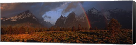 Framed Sunrise &amp; rainbow Grand Teton National Park WY USA Print