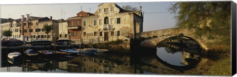 Framed Reflection of boats and houses in water, Venice, Veneto, Italy Print