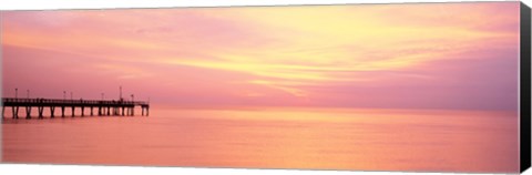 Framed Sunset At Pier, Water, Caspersen Beach, Venice, Florida, USA Print