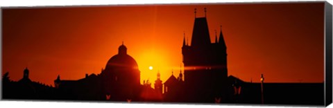 Framed Sunrise Tower Charles Bridge Czech Republic Print