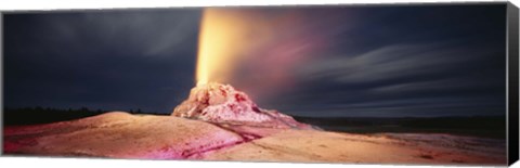 Framed Steam erupting from a geyser, White Dome Geyser, Lower Geyser Basin, Yellowstone National Park, Wyoming, USA Print