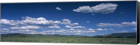 Framed Clouds and meadow, Wyoming, USA Print