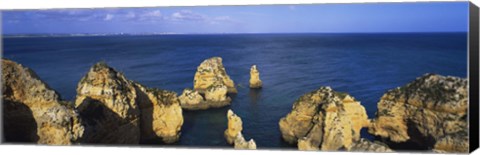 Framed Algarve rocky coast, Lagos, Portugal Print