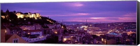 Framed Elevated View Of The City, Skyline, Cityscape, Lisbon, Portugal Print