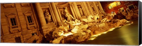 Framed Fountain lit up at night, Trevi Fountain, Rome, Italy Print