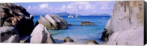 Framed Boulders on a coast, The Baths, Virgin Gorda, British Virgin Islands Print