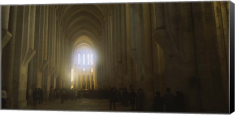 Framed Group of people in the hallway of a cathedral, Alcobaca, Portugal Print