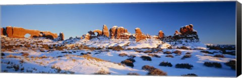 Framed Rock formations on a landscape, Arches National Park, Utah, USA Print