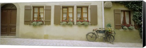 Framed Bicycle outside a house, Rothenburg Ob Der Tauber, Bavaria, Germany Print