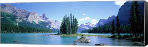 Framed Maligne Lake Near Jasper, Alberta, Canada Print
