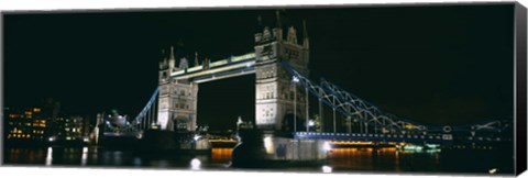 Framed Bridge lit up at night, Tower Bridge, London, England Print