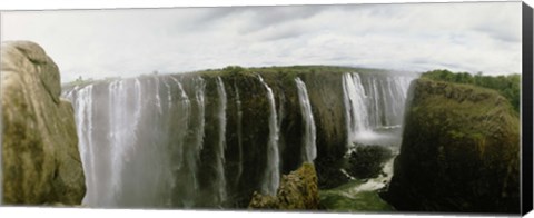 Framed Water falling into a river, Victoria Falls, Zimbabwe, Africa Print