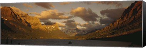 Framed Mountains surrounding a lake, St. Mary Lake, Glacier Bay National Park, Montana, USA Print