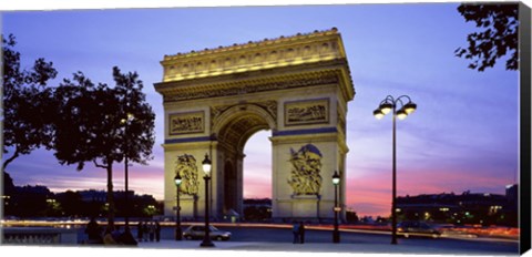 Framed Arc de Triomphe at dusk, Paris, France Print