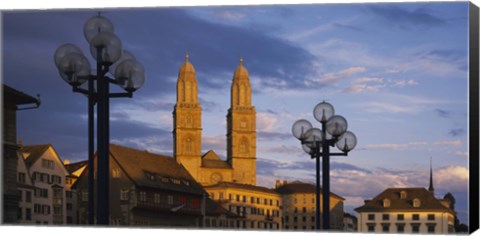 Framed Low angle view of a church, Grossmunster, Zurich, Switzerland Print