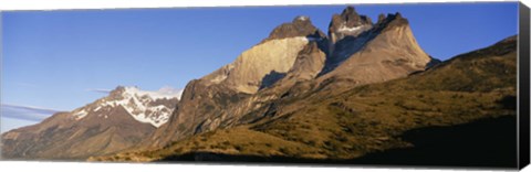 Framed Low angle view of a mountain range, Torres Del Paine National Park, Patagonia, Chile Print