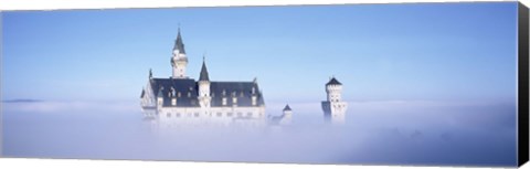 Framed Castle covered with fog, Neuschwanstein Castle, Bavaria, Germany Print