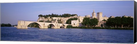 Framed France, Vaucluse, Avignon, Palais des Papes, Pont St-Benezet Bridge, Fort near the sea Print