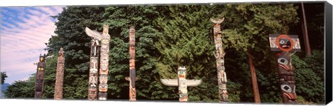 Framed Totem poles in a park, Stanley Park, Vancouver, British Columbia, Canada Print