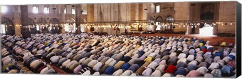 Framed Crowd praying in a mosque, Suleymanie Mosque, Istanbul, Turkey Print